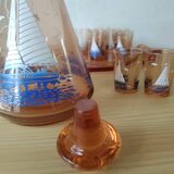 Service à liqueur Art Déco motif bateau