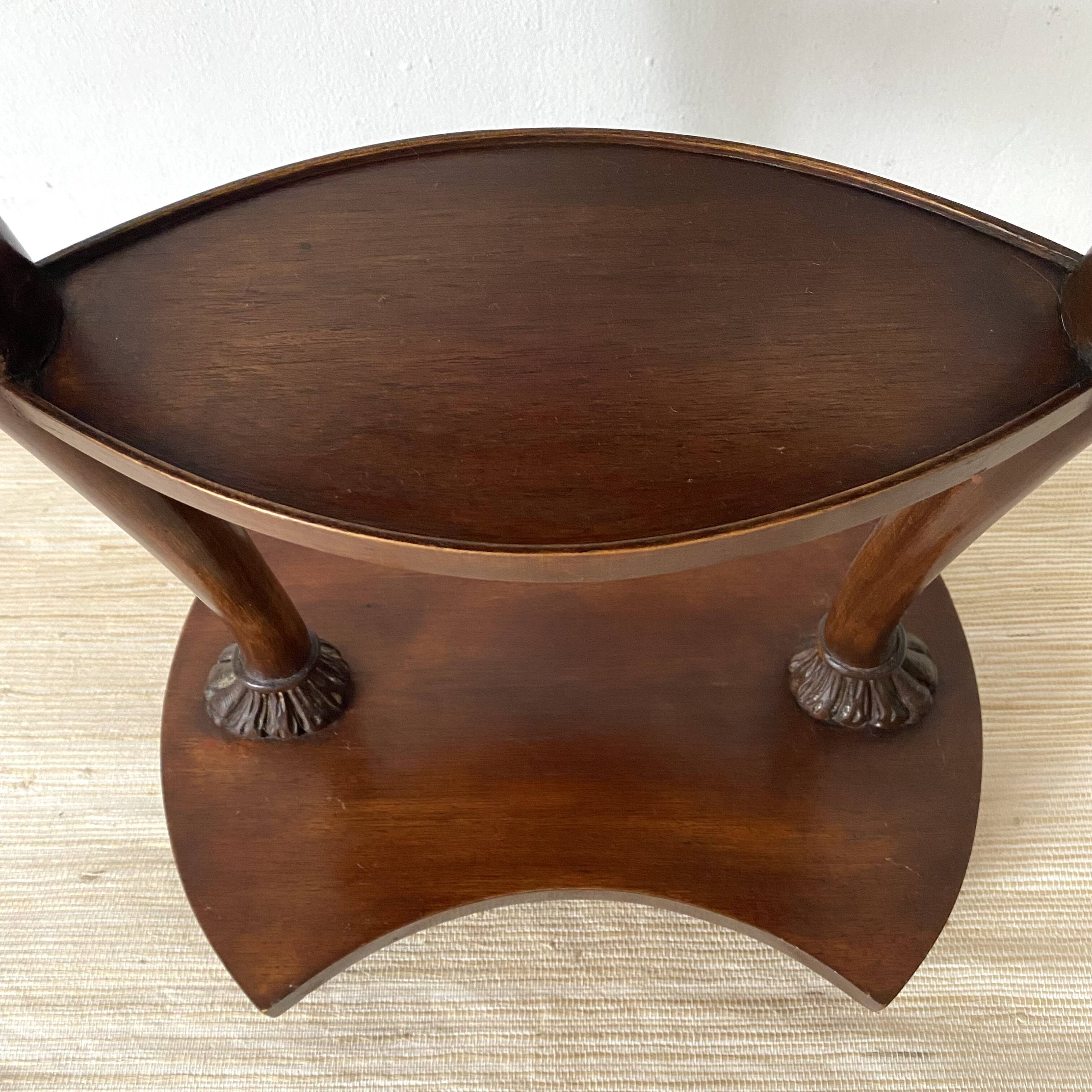Empire style swan neck and lion paw pedestal table