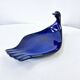 Vintage Plate Duck Foie Gras Blue Stoneware from Berry, France 25.5x15cm