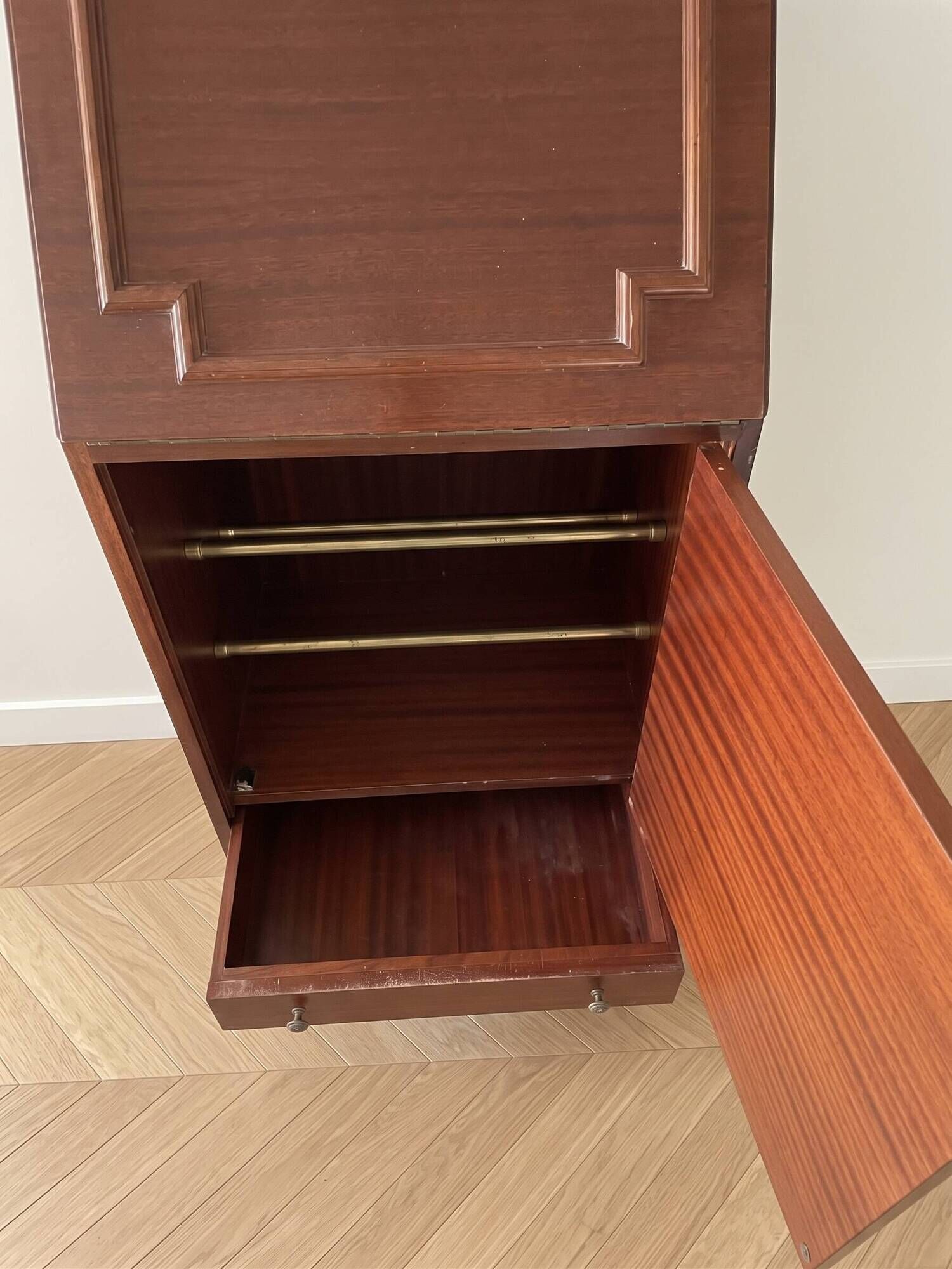 Vintage wooden secretary cabinet with storage.