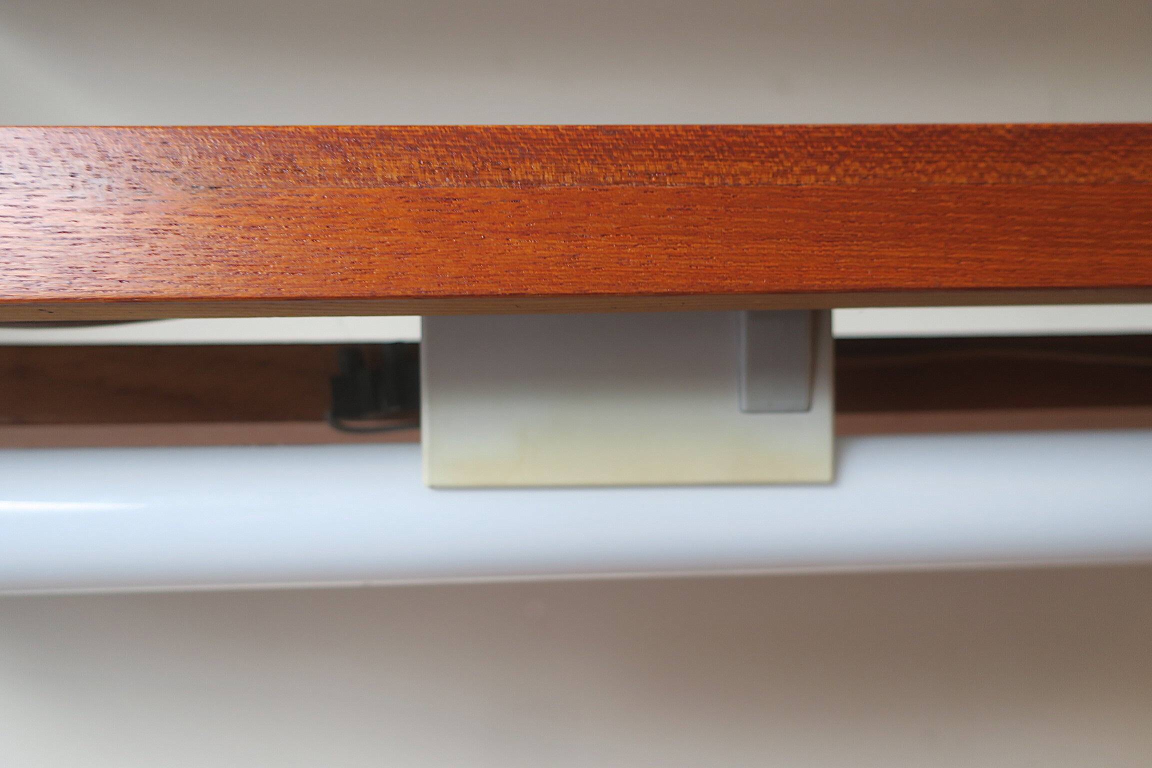 Pairb of Danish teak shelves with wall lights, 1960s