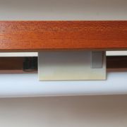 Pairb of Danish teak shelves with wall lights, 1960s