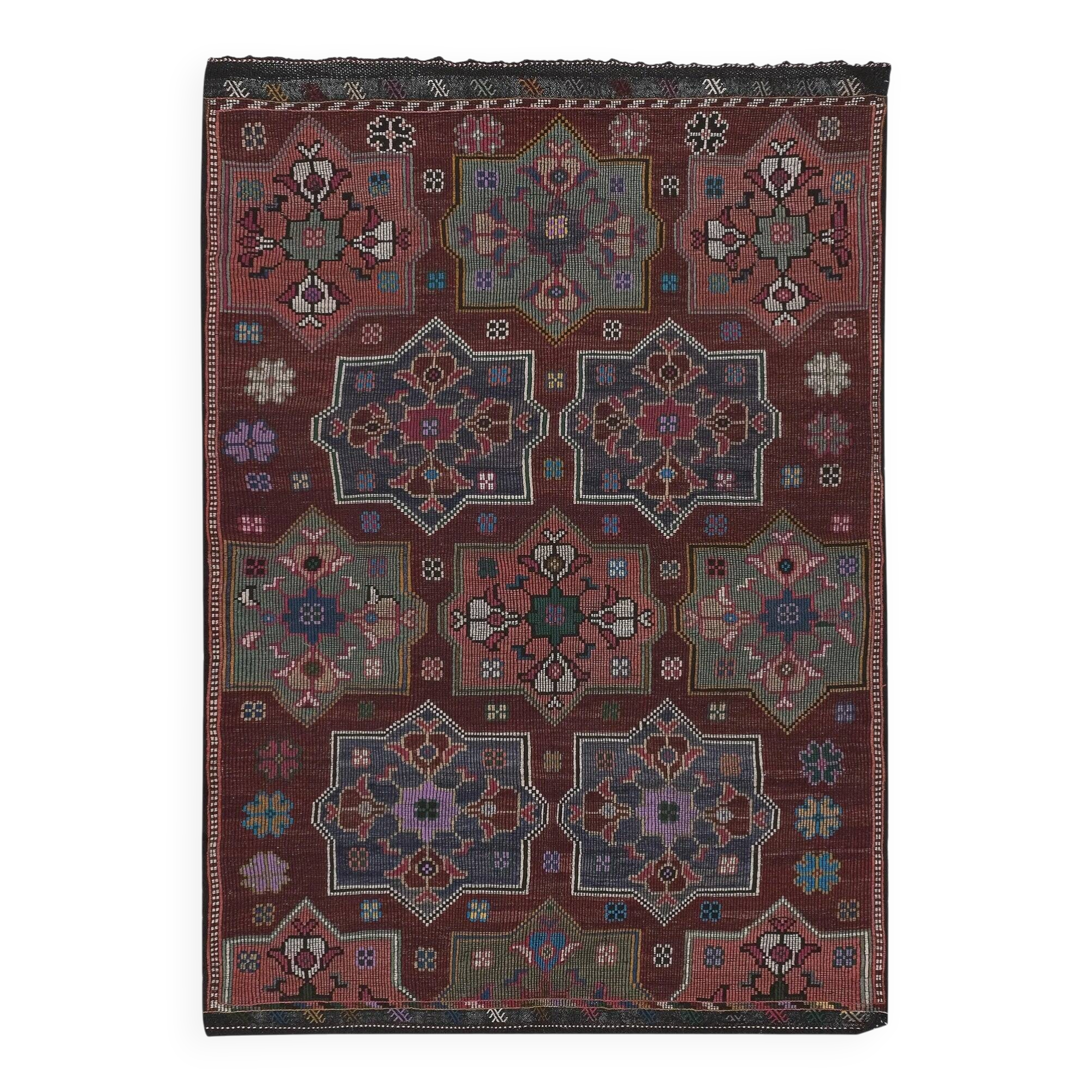 Vintage Turkish kilim handwoven 205x289 cm