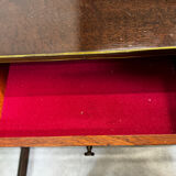 Louis XVI demi-moon console in wood and brass.