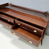 High-Quality Walnut Chest of Drawers with a Thick Glass Top, Italy