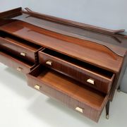 High-Quality Walnut Chest of Drawers with a Thick Glass Top, Italy