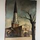 Jean Robert Ithier (1904-1977) Ars en Ré, View of the church, oil on canvas signed