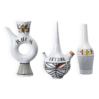 Suite de 3 bouteilles par Roger Capron, France, circa 1955.