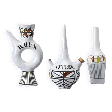 Set of 3 bottles by Roger Capron, France, circa 1955.