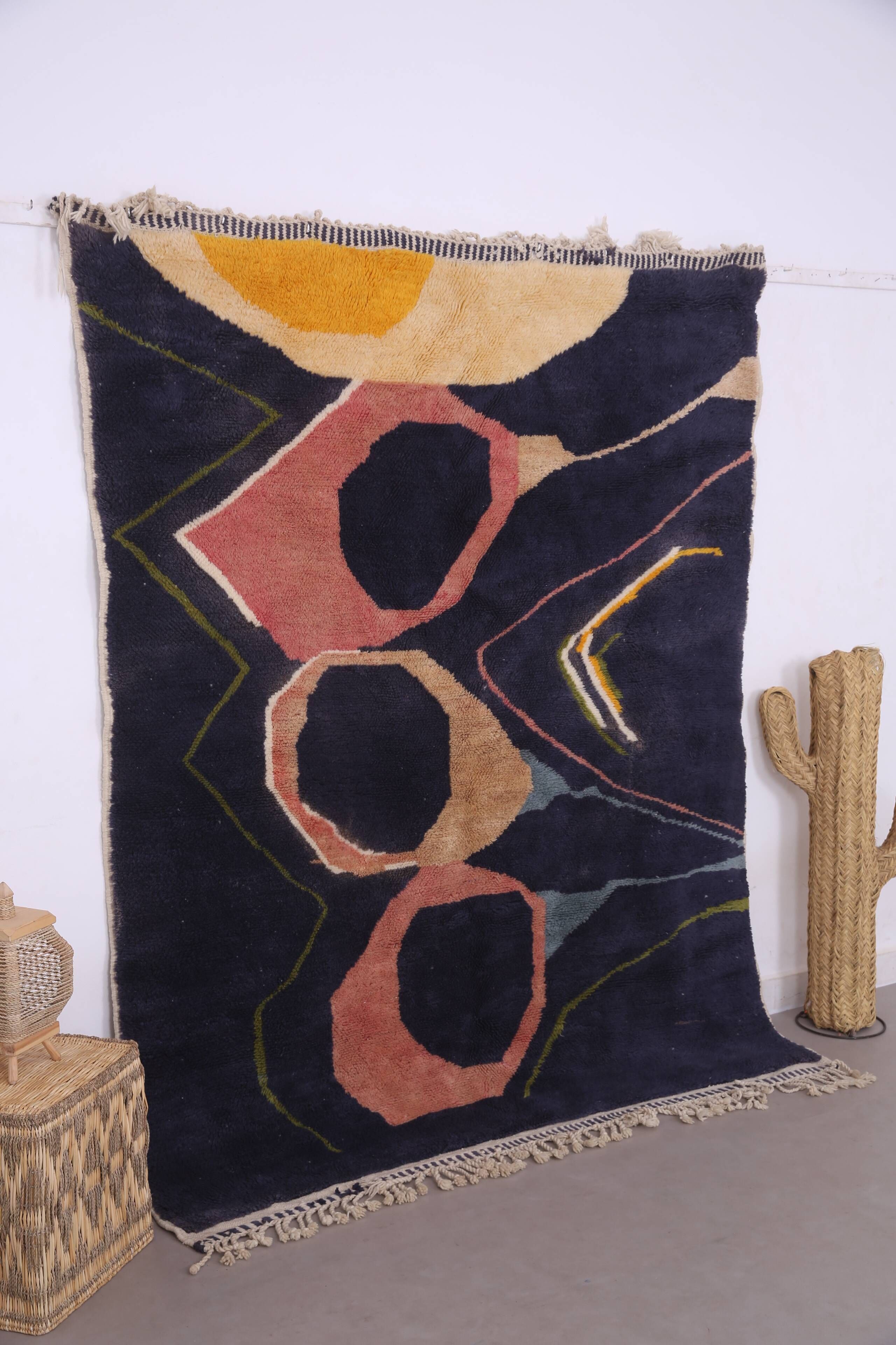 Vintage Abstract Beni Merirt Rug 180 x 225 cm, Beni Ourain Rug, Boho Rug