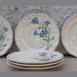 6 Longchamp Marguerite blue earthenware plates