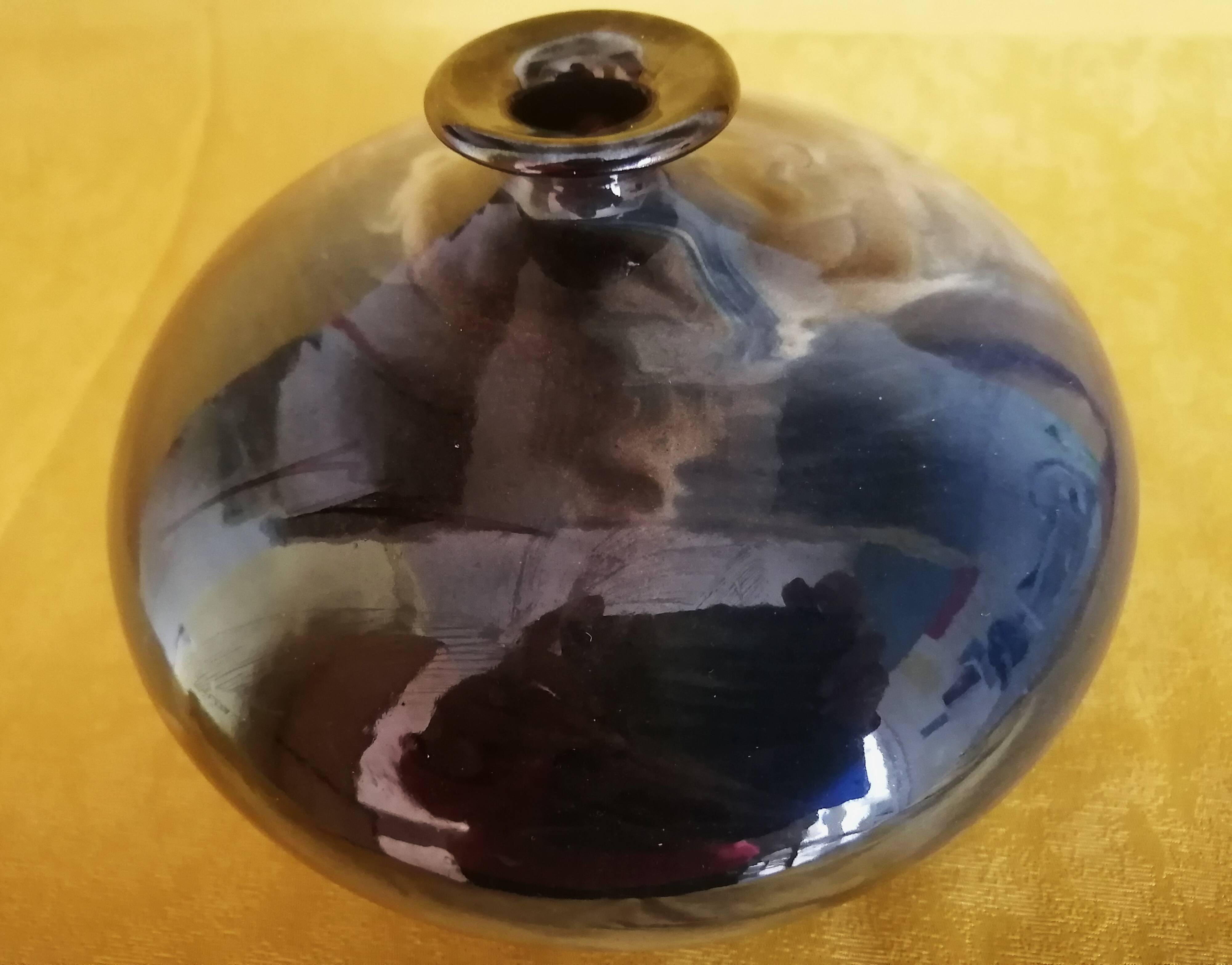 Glazed ceramic soliflore vase, signed (signature to be deciphered)