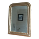Miroir cadre bois plâtre sculpté perle dorée patiné