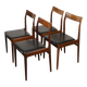 Set of 4 vintage teak and black faux leather chairs – 1960s