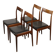 Set of 4 vintage teak and black faux leather chairs – 1960s