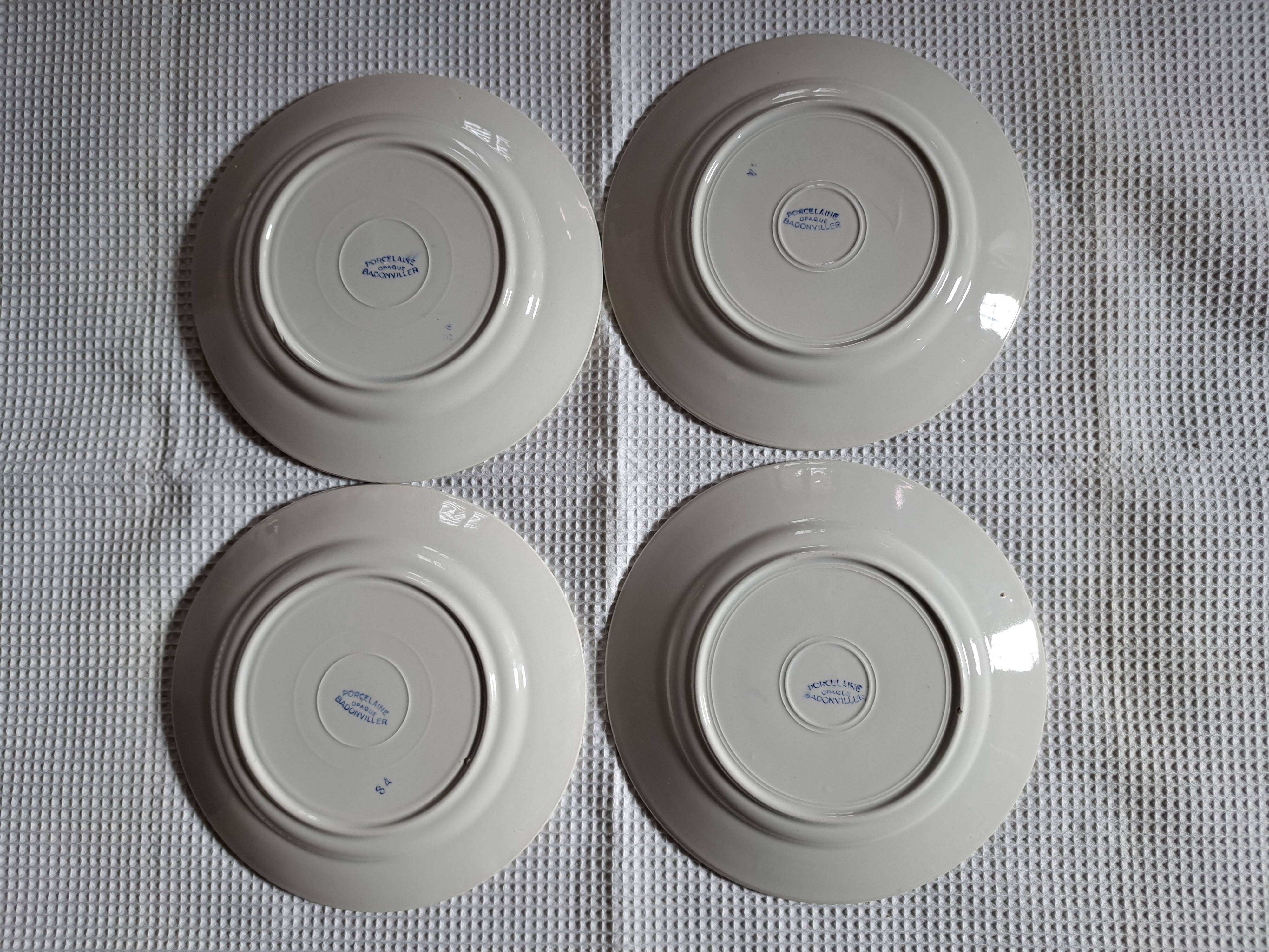 4 flat plates Badonviller Art Deco