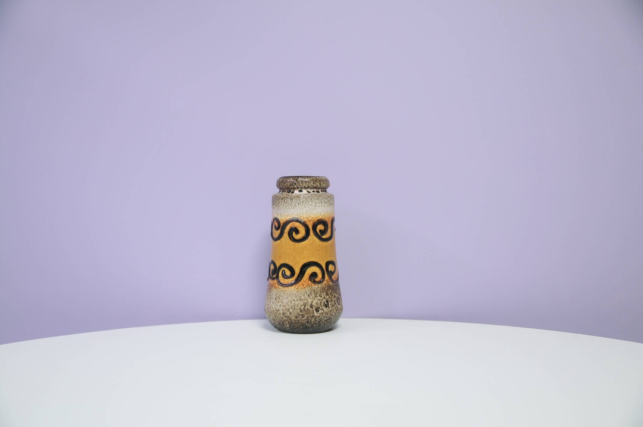 Brown & ochre curl West Germany vase