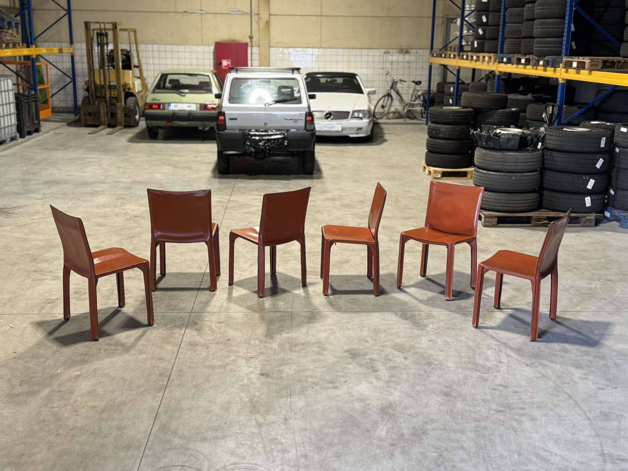 Cassina 6x Cab 412 burgundy by Mario Bellini NP : 9000€