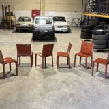 Cassina 6x Cab 412 burgundy by Mario Bellini NP : 9000€