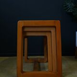 Swedish pale teak nesting tables set of three