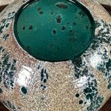 Vintage enameled blown glass vase 80'S Ht 27