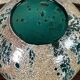 Vintage enameled blown glass vase 80'S Ht 27