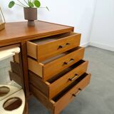 Fineer dressoir met draaibare bar en lades, barkast