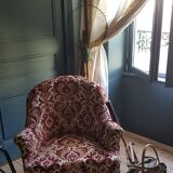 Red velvet medallion armchair