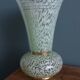 Green speckled glass vase from Clichy with gold threads.