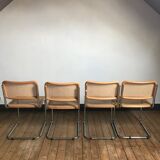 4 Chairs Beige Cesca B32 by Marcel Breuer