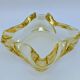 Ashtray / Catch-all Mid-Century Solid Glass Murano Style & Leather 1960