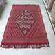 Traditional Ethnic Red Artisan Rug, Geometric Berber Rug