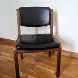 Vintage leather and wood chair pair