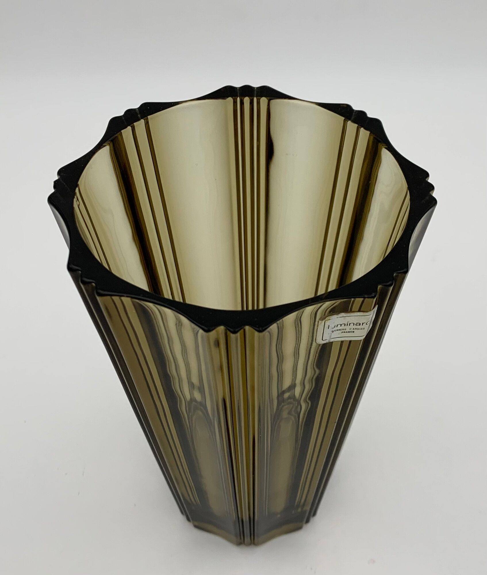 Vintage luminarc smoked glass vase, france - 1970s