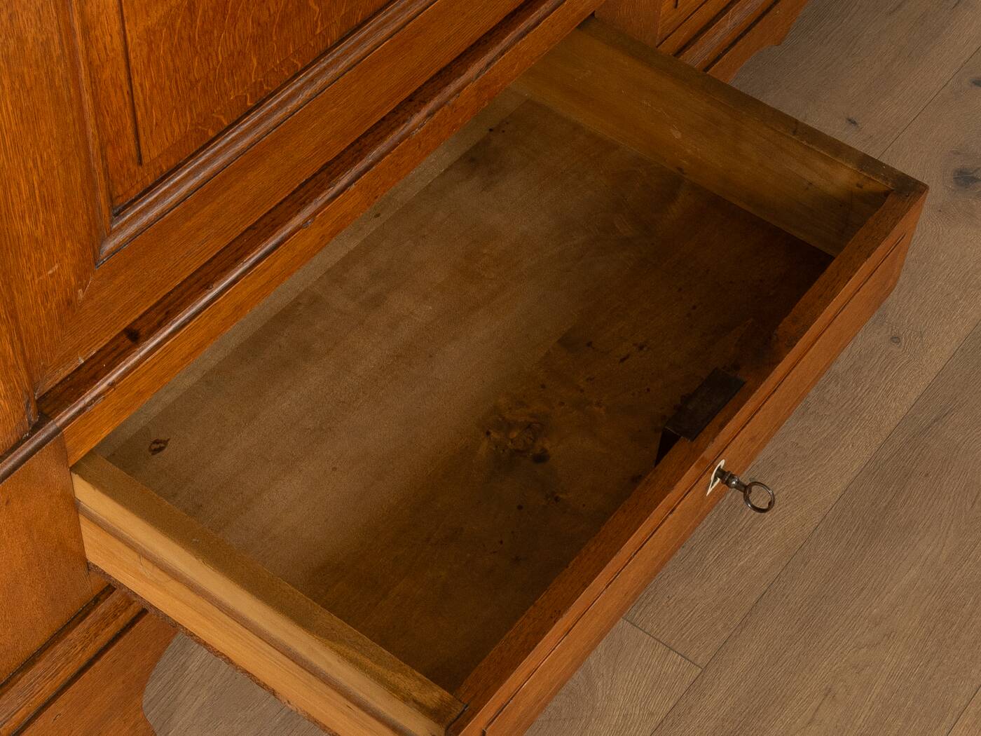 Classic antique wardrobe made of oak, pre-1900