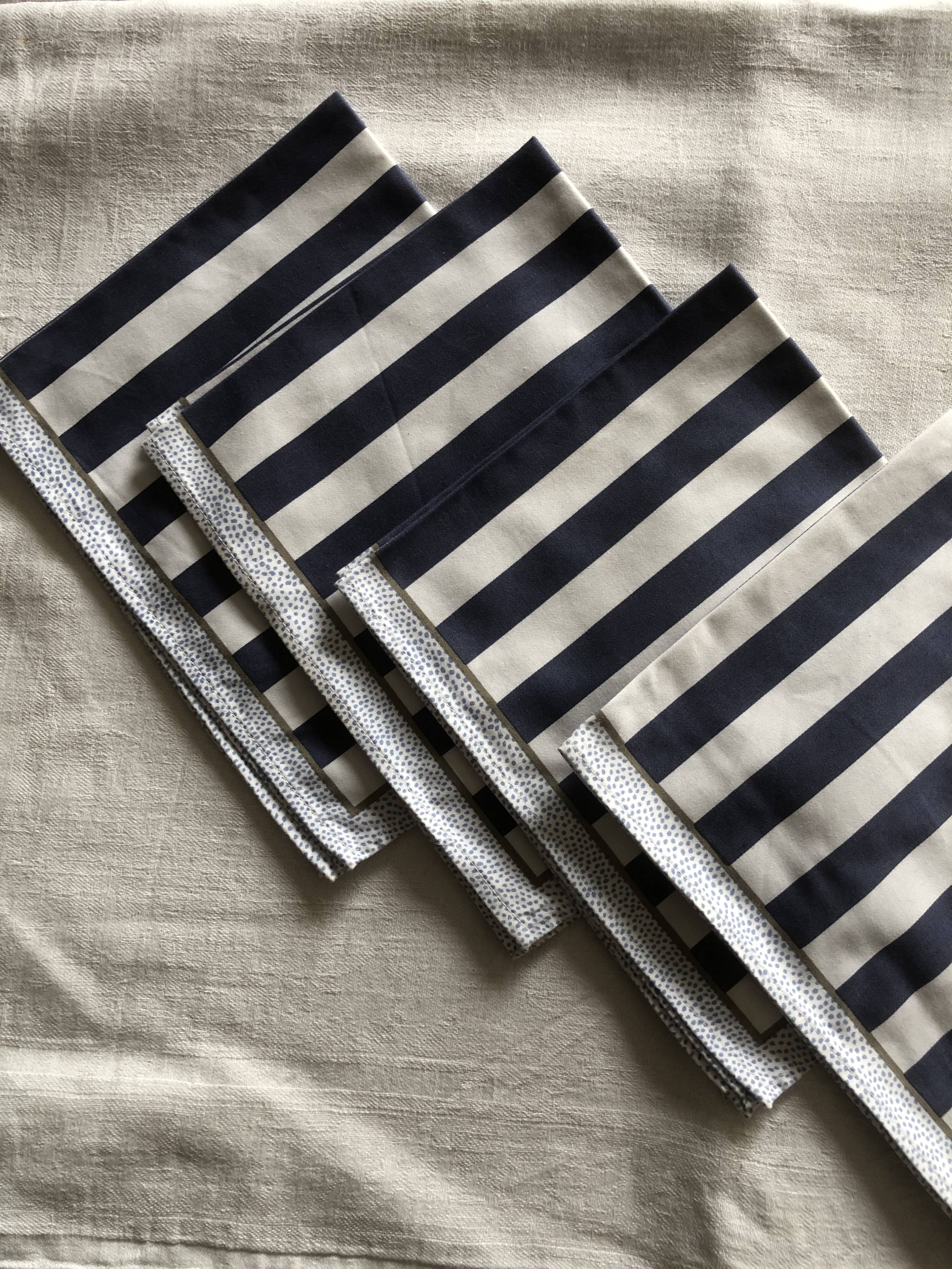 Blue striped napkins