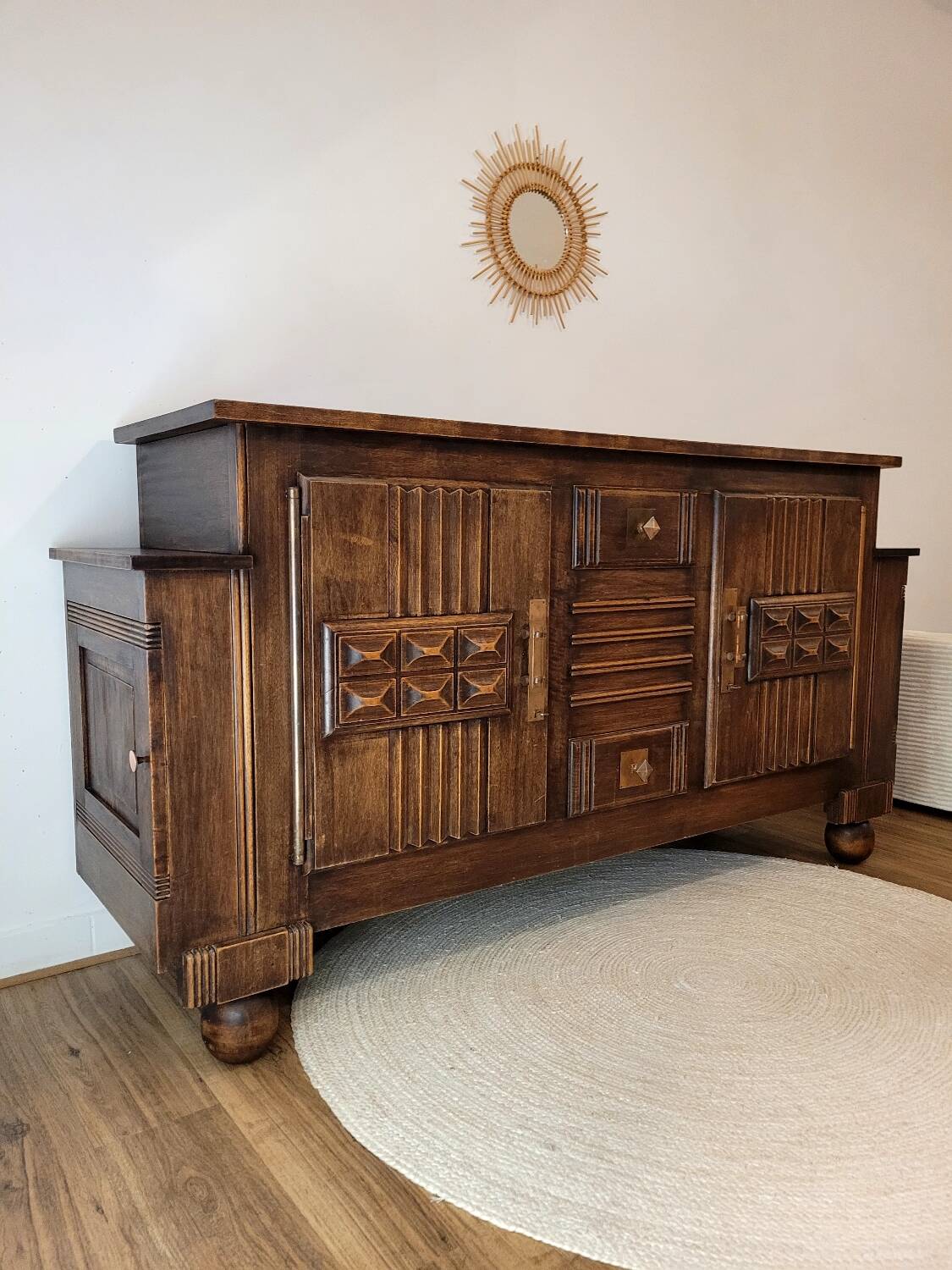 Buffet Art Déco en chêne massif , France 1930