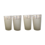 Lot of 4 white granite and gold glasses