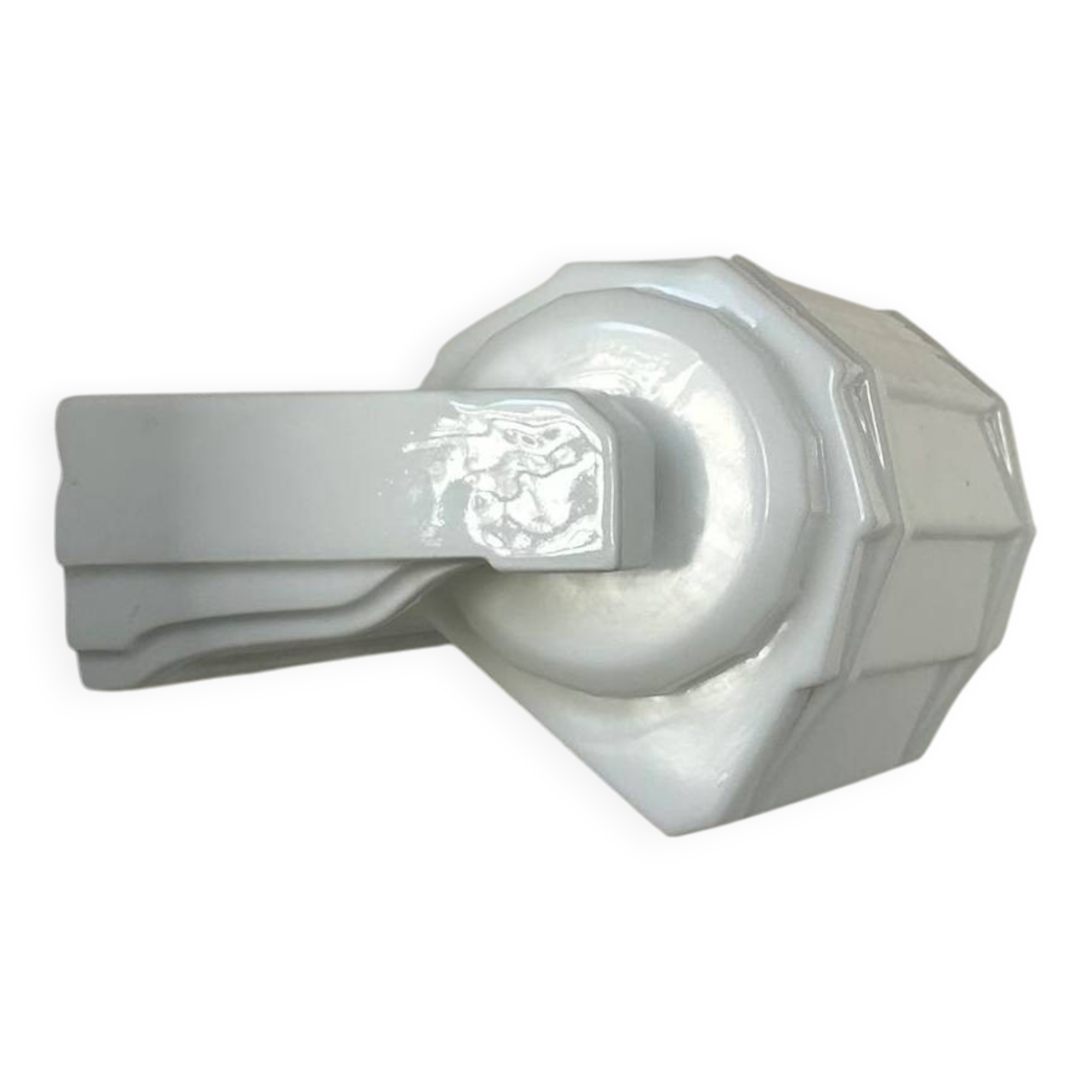 Vintage modernist wall sconce, porcelain and opaline glass, France 1930