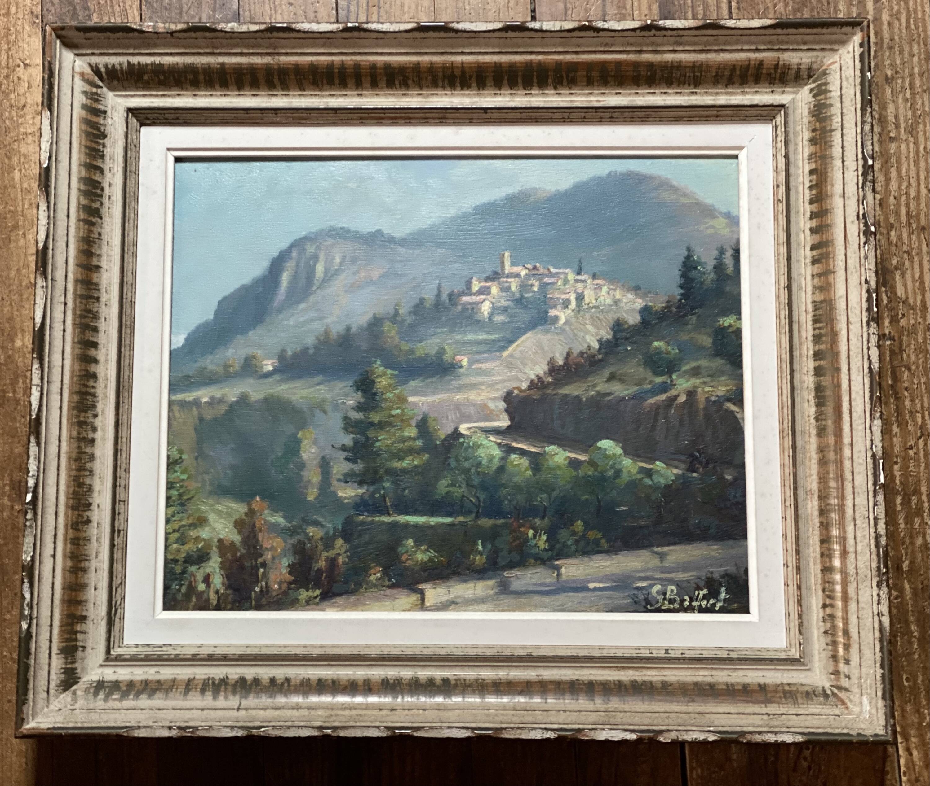 Painting by georges baffert, village of aspremont (near nice) provence