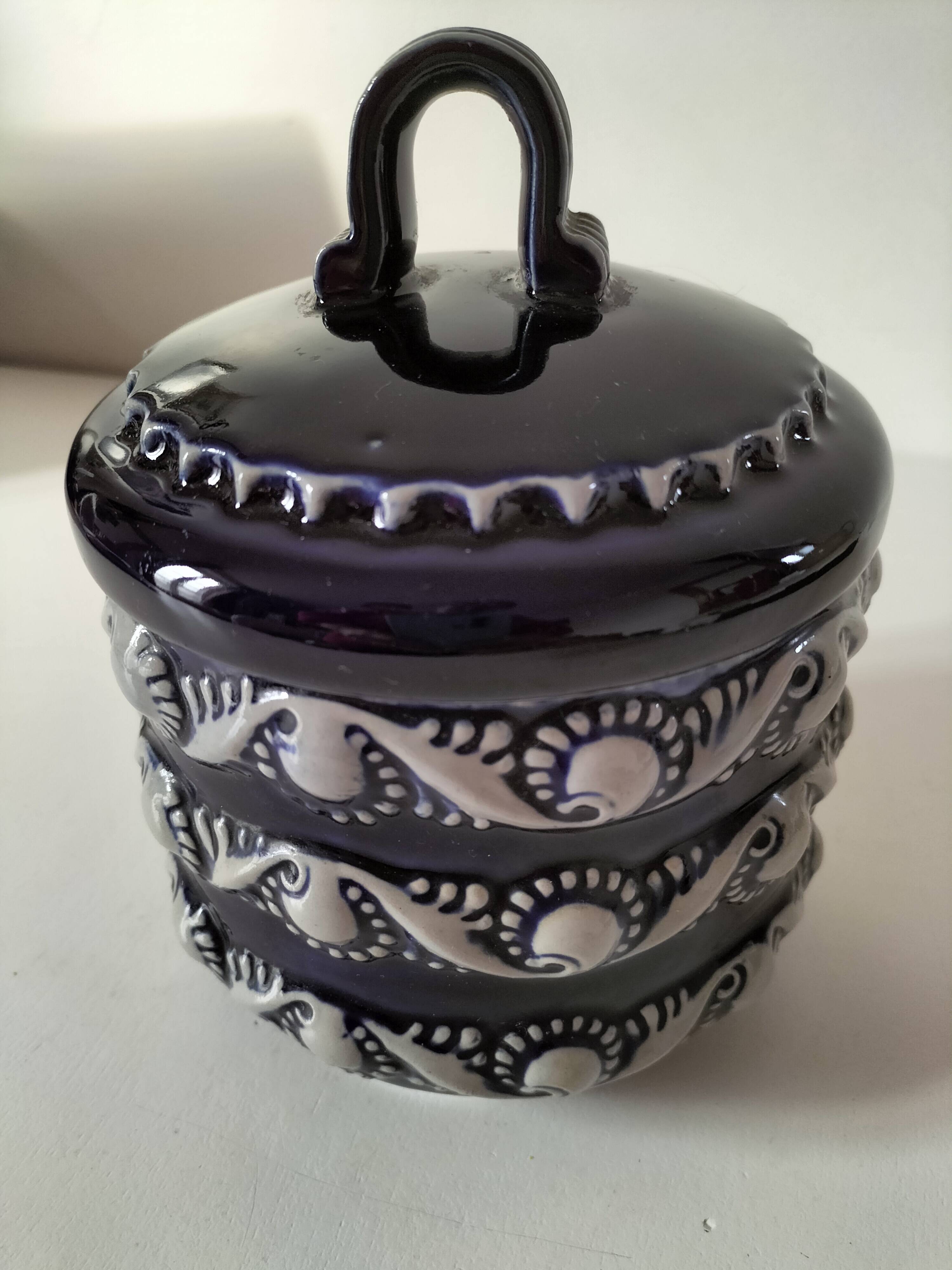 Blue glazed stoneware pot RM Stein – Reinhold Merkelbach, 1960s