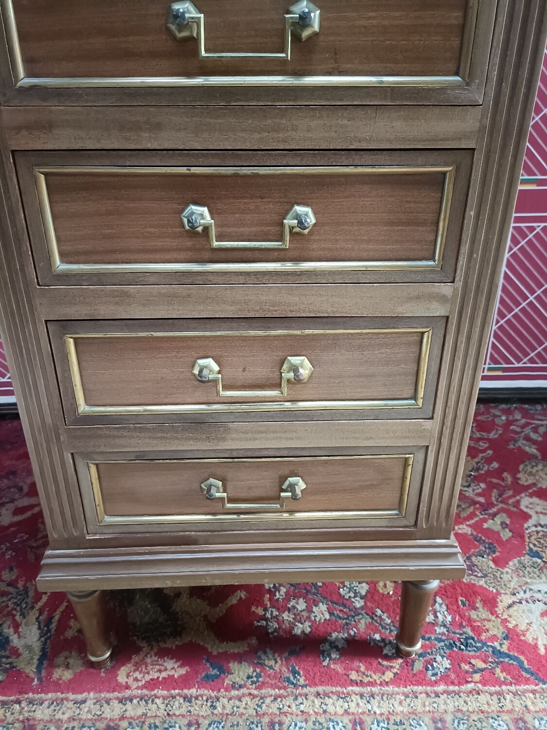 Chiffonier or semainier Louis XVI style, 6 drawers and white marble