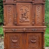 Carved sideboard Henry II, bahut two bodies