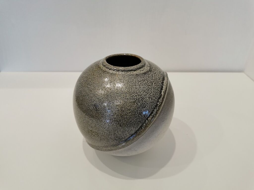 Grey potter's ball vase