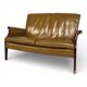 Two-seater green foam leather sofa Froxfield by Parker Knoll, 1960.