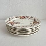 8 polychrome ironstone dinner plates "Wentworth" by Emile Bourgeois