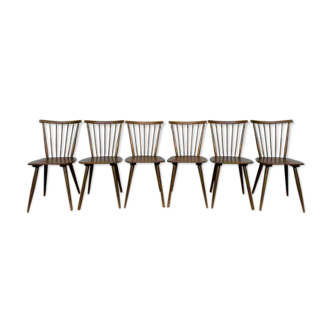 Série de 6 chaises bistrot Baumann Modèle Menuet des années 1960