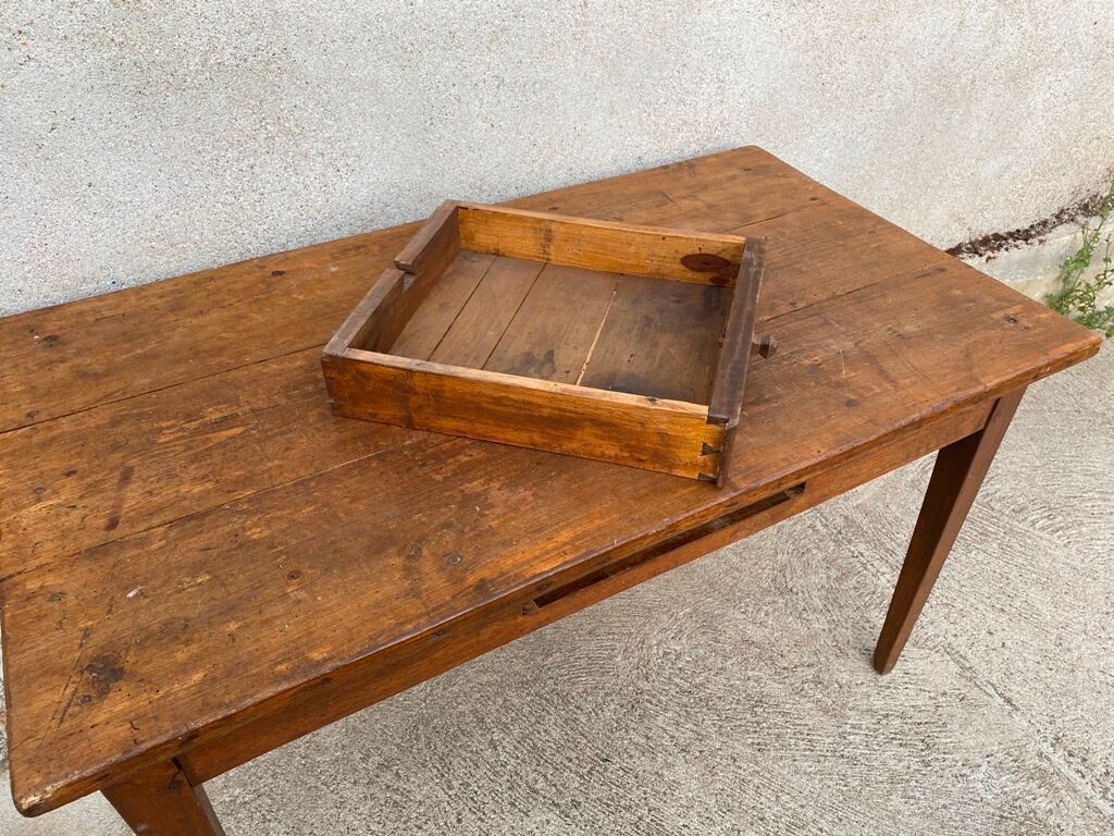 Table de ferme en bois massif avec 1 tiroir
