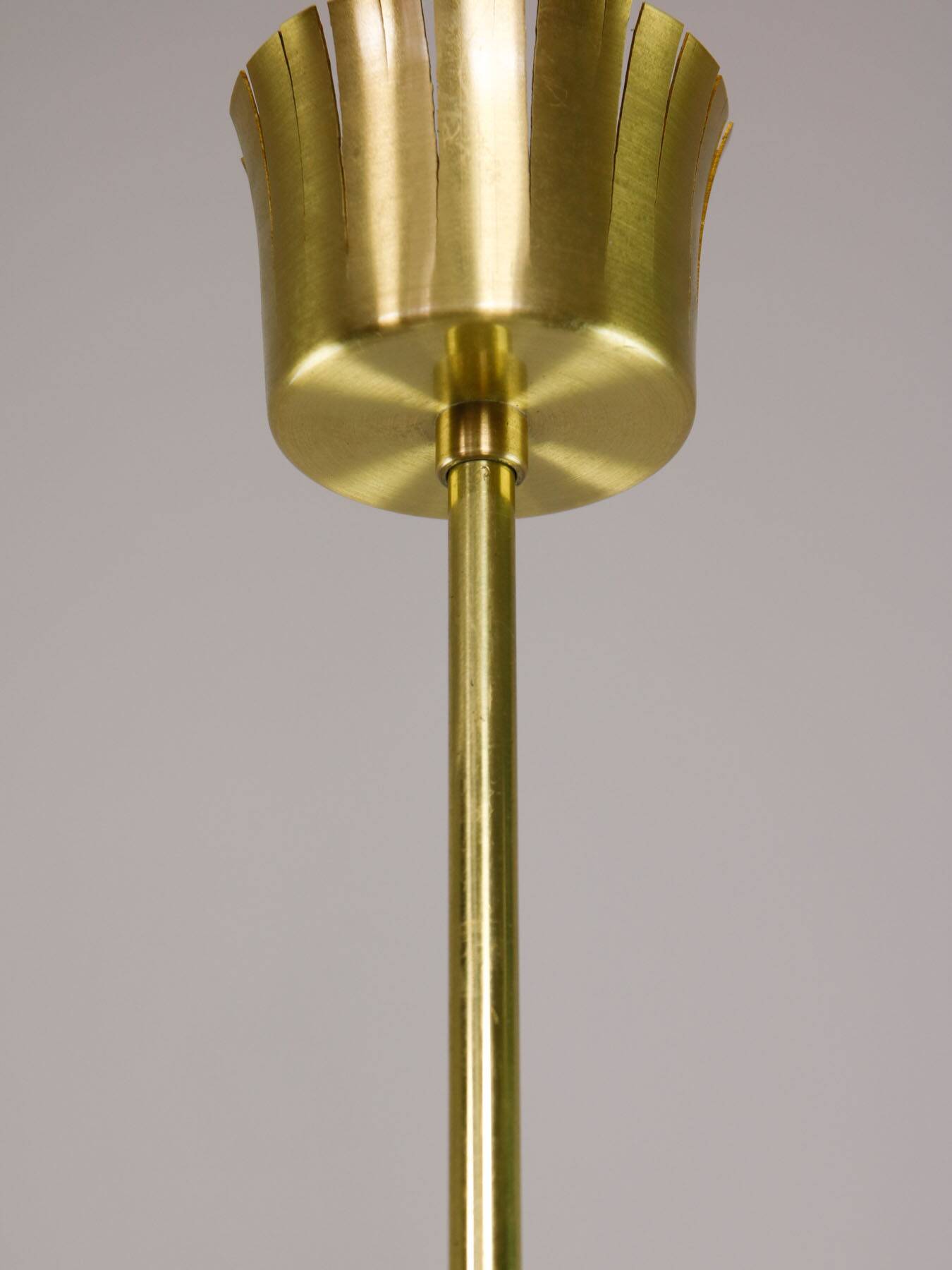 Big Mid-Century Italian Opaline & Brass Globe Pendant Lamp