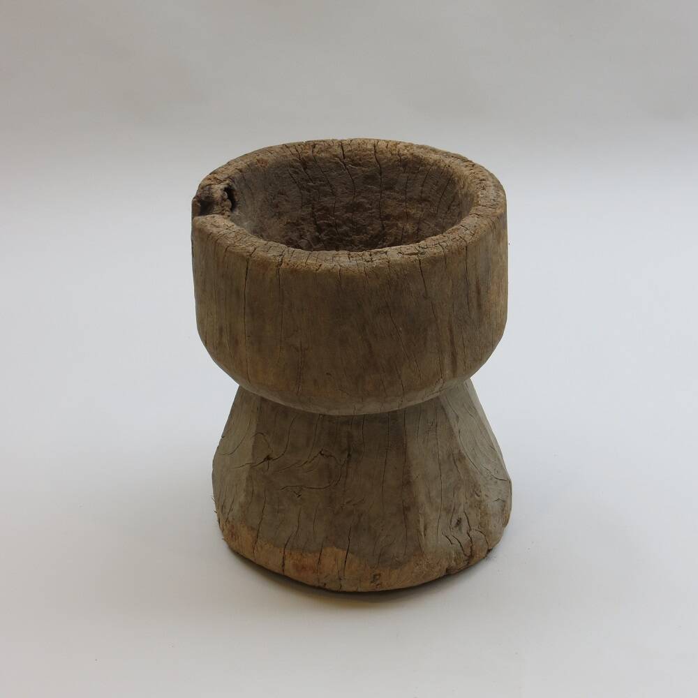 Antique Primitive Rustic African Mortar Stool Table